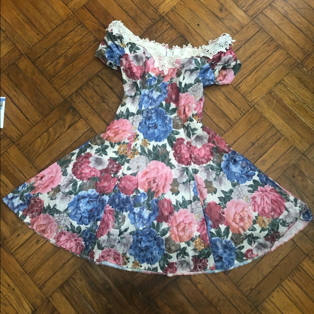 VINTAGE 80s floral prom dress